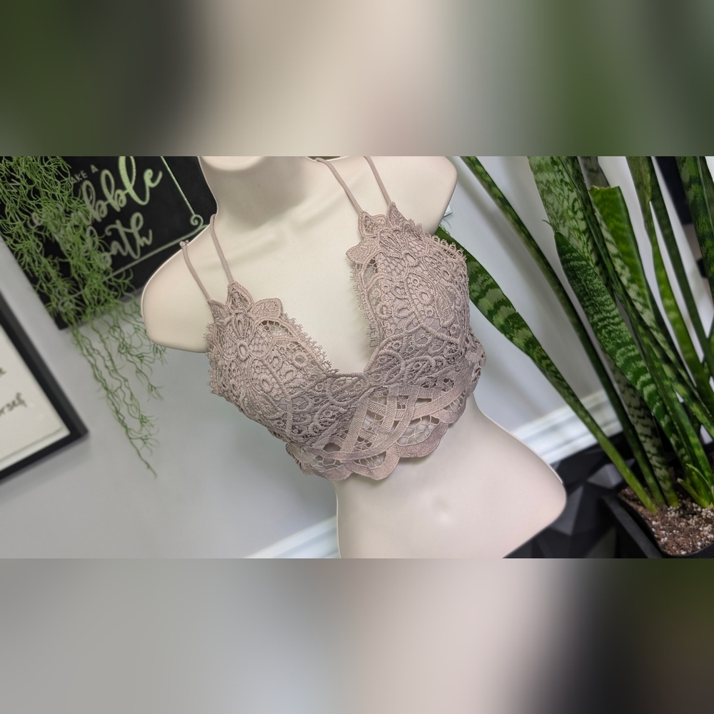 True by Rue21 Mauve Lace Knit Cami Crop Top Bralet LG